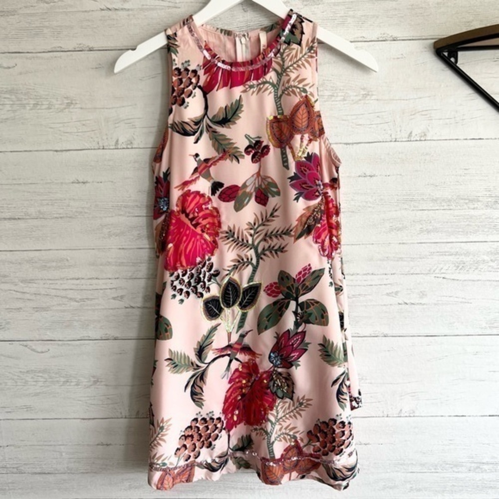 Raga Botanical Scoop Hem Embellished Mini Dress